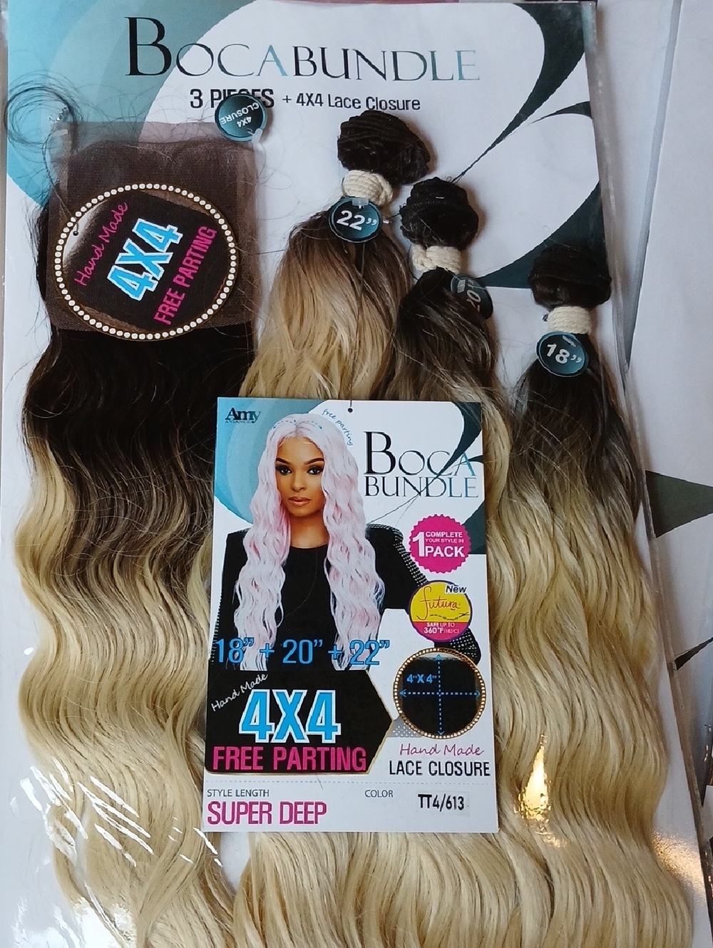 4x4 Lace Closure Women Hair Weave - TT4/613 Blonde Ombre